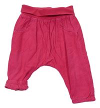 Růžové manšestrové podšité kalhoty s volánky H&M