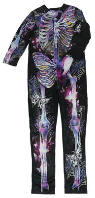 Kostým - Černo-fialový overal s kostmi a motýlky George