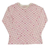 Růžovo-bílé kostkované melírované triko se srdíčky PRIMARK