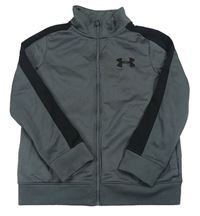 Tmavošedo-černá funkční sportovní propínací mikina s logem UNDER ARMOUR