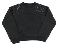 Černošedá oversize crop mikina s kamínky F&F