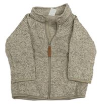 Hnědo-béžová melírovaná pletená propínací mikina H&M