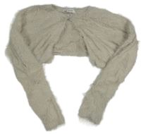 Světlebéžové chlupaté propínací svetrové bolérko H&M