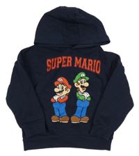 Tmavomodrá oversize mikina s Máriem a Luigim a kapucí PRIMARK