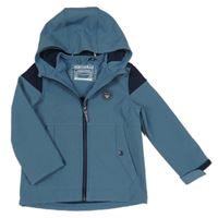 Modro-tmavomodrá softshellová bunda s nášivkou a kapucí C&A