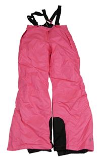 Nové - neonově růžovo-černé šusťákové funkční zimní oteplovačky s odepínacími kšandami crivit