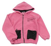 Růžová fleecová propínací mikina s nápisy a kapucí TOONTOY