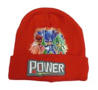 Červená pletená čepice s PJ MASKS