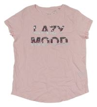 Světlerůžové tričko s nápisy z překlápěcích flitrů MANGUUN