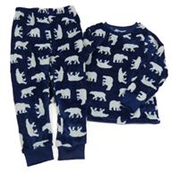 Tmavomodré plyšové pyžamo s ledními medvídky Lily & Dan