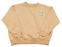 Světleoranžová oversize mikina se znakem s nápisy a obrazci ZARA