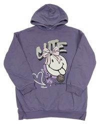 Tmavofialová mikina se smajlíky a kapucí C&A