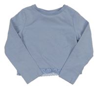 Světlemodrofialové crop triko s krajkou s květy Next