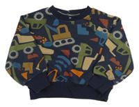 Tmavomodrá oversize mikina se stavebními stroji Matalan