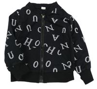 Černá propínací mikina s písmenky 