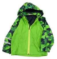 Zeleno-army nepromokavá jarní bunda s odepínací kapucí Kids