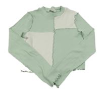 Světleolivovo-smetanové žebrované crop triko H&M