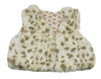 Bílo-béžovo-hnědé vzorované kožešinové podšité bolérko 