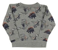 Šedá melírovaná mikina s dinosaury Bluezoo