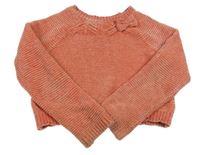 Lososový žinylkový crop svetr s mašlí Tommy Bahamma