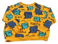 Pomerančová mikina s příšerkami KuKuKid