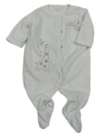 Bílý vzorovaný sametový overal se žirafou a duhou a kapsou Next