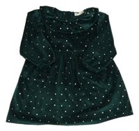 Smaragdovo-zlaté puntíkaté plyšové šaty s volánkem PRIMARK