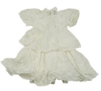 Bílé vzorované plátěné šaty s volánky KappAhl