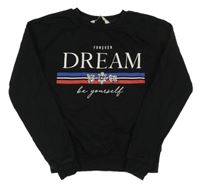 Černá crop mikina s nápisy a korálky/kamínky Miss E-vie