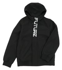 Černý softshellový bomber s nápisem a číslem a kapucí Chapter young