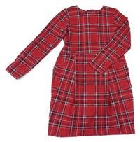 Červeno-vínovo-černo-bílé kostkované šaty H&M