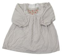 Smetanovo-hnědo-černé kostkované šaty s květy M&S