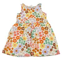 Bílo-barevné květované bavlněné šaty H&M