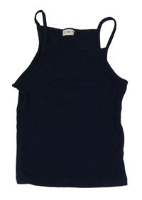 Tmavomodrý žebrovaný crop top F&F