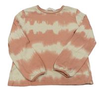 Starorůžovo-smetanová batikovaná lehká mikina H&M