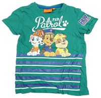 Zelené tričko s Paw Patrol a pruhy Nickelodeon