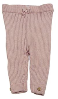 Růžové žebrované pletené tepláky Tu