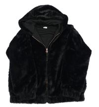 Černá kožešinová podšitá bunda s kapucí F&F vel.176