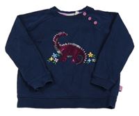 Tmavomodrá mikina s dinosaurem z překlápěcích flitrů zn. Jojo Maman Bébé