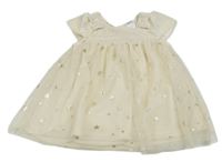 Krémové sametovo/tylové šaty s hvězdami C&A