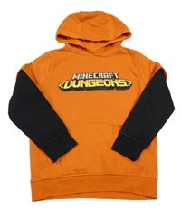 Oranžovo-černá mikina s nápisem a kapucí - Minecraft