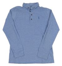 Modré melírované polo triko s výšivkou Next