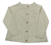 Krémový propínací svetr s perforovaným vzorem Tu