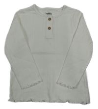 Bílé žebrované triko s knoflíky Topomini