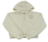 Krémová propínací crop mikina s nápisem a kapucí Matalan