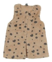 Hnědá puntíkatá kožešinová podšitá vesta Little Kids