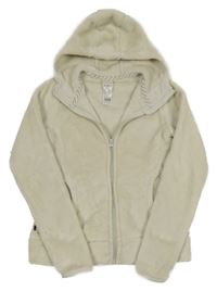 Béžová chlupatá propínací funkční mikina s kapucí Quechua