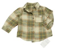 Nové - Béžovo-khaki-hnědá kostkovaná košilová bunda George