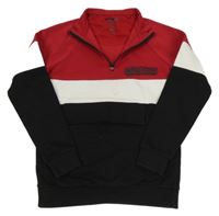 Červeno-černo-bílá mikina s nápisem F&F