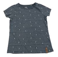 Tmavomodro-bílé pruhované tričko s kotvami Topolino